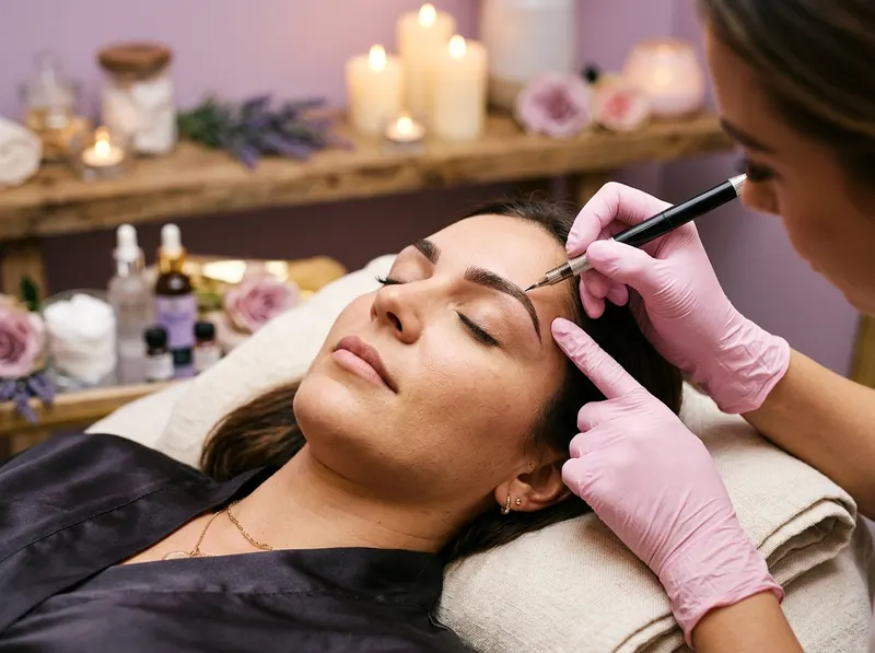 Diseño de cejas con microblading en cabina